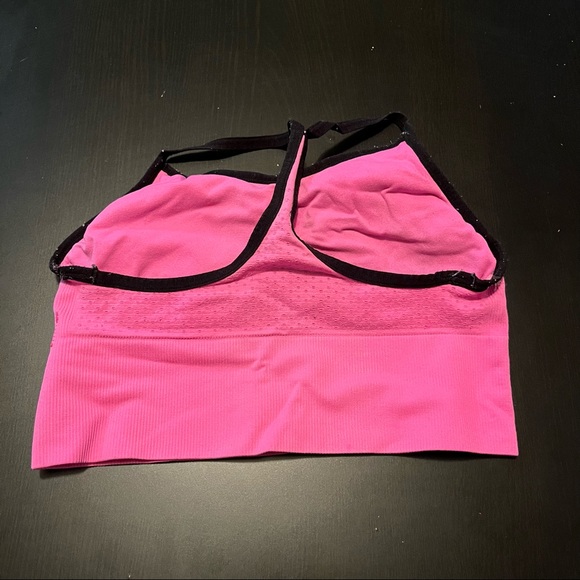 Pink & Black Racerback Sports Bra with Removable Pads & Adjustable Straps - Picture 3 of 5